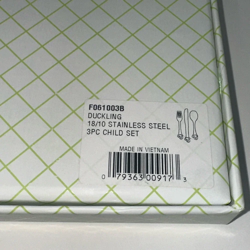 Oneida Set 3 Child 18/10 Stainless Steel Duckling Spoon‎ Knife Fork New